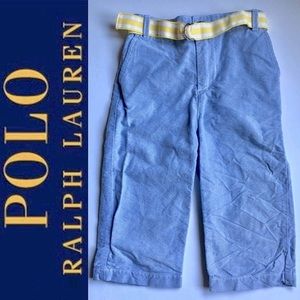 RALPH LAUREN POLO Cotton Belted Pants 18 months Blue BOY’S UNISEX